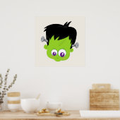 Niedliches Green Frankenstein Monster-Gesicht Hall Poster (Küche)