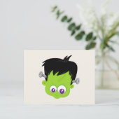 Niedliches Green Frankenstein Monster-Gesicht Hall Postkarte (Stehend Vorderseite)