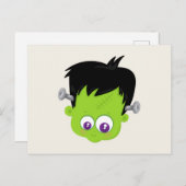 Niedliches Green Frankenstein Monster-Gesicht Hall Postkarte (Vorne/Hinten)