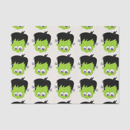 Niedliches Green Frankenstein Monster-Gesicht Hall Seidenpapier (Vorderseite)