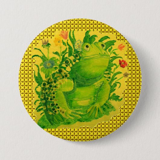 Niedliches Green Frog Artwork Gemälde Button (Vorderseite)