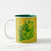 Niedliches Green Frog Artwork Gemälde Zweifarbige Tasse (Links)