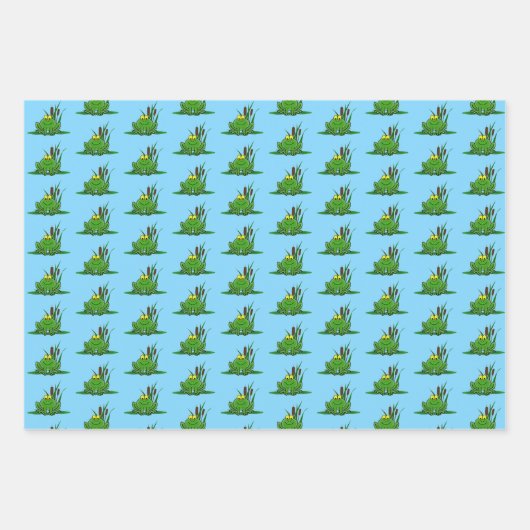 Niedliches Green Frosch Design Geschenkpapier Set (Vorderseite)