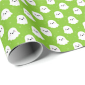 Niedliches Green Ghost-Muster - Halloween-Design Geschenkpapier (Rolleneckpunkt)