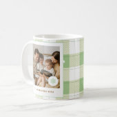 Niedliches Green Gingham Kariert Custom Family Fot Kaffeetasse (Vorderseite Links)