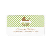 Niedliches Green Gingham Muster und Babytragen Adressaufkleber (Vorne)