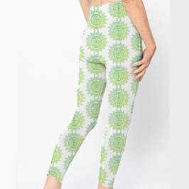 Niedliches Green Gold Mandala Muster Hübsch Leggings