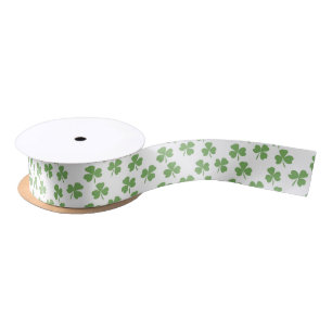 Niedliches Green Irish Kleeblatt Clover Pattern Ri Satinband