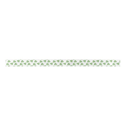 Niedliches Green Irish Kleeblatt Clover Pattern Ri Satinband (Vorderseite)