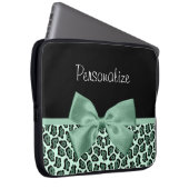 Niedliches Green Jaguar Print Girly Jade Bow und N Laptopschutzhülle (Vorne Rechts)