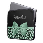 Niedliches Green Jaguar Print Girly Jade Bow und N Laptopschutzhülle (Vorderseite Links)