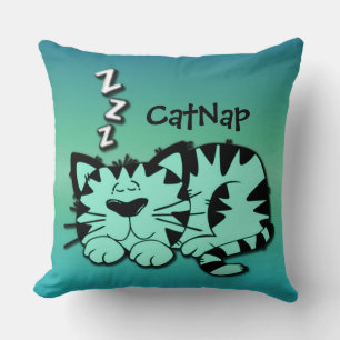 Niedliches Green Kitty Cat Nickerchen Kopfkissen Kissen