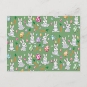 Niedliches Green Oaster Bunny Rabbit Muster Feiertagspostkarte