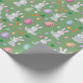 Niedliches Green Oaster Bunny Rabbit Muster Geschenkpapier (Ecke)