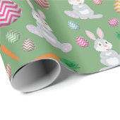 Niedliches Green Oaster Bunny Rabbit Muster Geschenkpapier (Rolleneckpunkt)