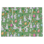 Niedliches Green Oaster Bunny Rabbit Muster Große Geschenktüte (Vorderseite)