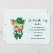 Niedliches Green Pig St. Patrick's Day Party Einladung (Vorderseite)