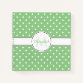 Niedliches Green Polka Dot Pattern Monogramm Notizblock (Vorderseite)