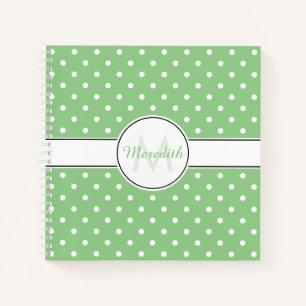 Niedliches Green Polka Dot Pattern Monogramm Notizblock
