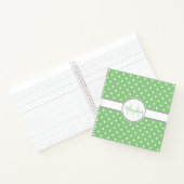 Niedliches Green Polka Dot Pattern Monogramm Notizblock (Innenseite)