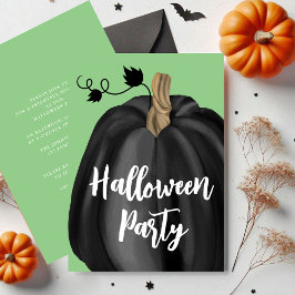 Niedliches Green Script Pumpkin-Halloween-Party Einladung