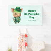 Niedliches Green St. Patrick's Day Pig Party Banner (Insitu)