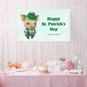 Niedliches Green St. Patrick's Day Pig Party Banner