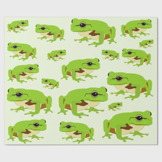 Niedliches Green Tree Frog Muster Geschenkpapier (Flach)