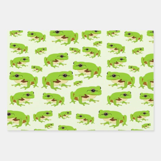 Niedliches Green Tree Frog Muster Geschenkpapier Set (Vorderseite 3)