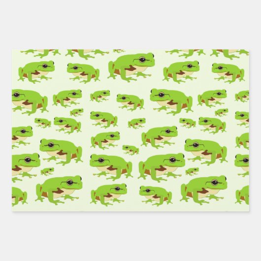 Niedliches Green Tree Frog Muster Geschenkpapier Set (Vorderseite 2)