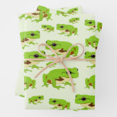Niedliches Green Tree Frog Muster Geschenkpapier Set (Beispiel)