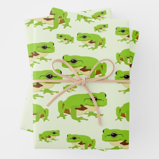 Niedliches Green Tree Frog Muster Geschenkpapier Set (Beispiel)