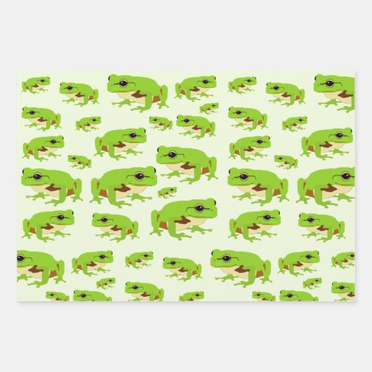 Niedliches Green Tree Frog Muster Geschenkpapier Set (Vorderseite)