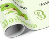 Niedliches Green Tree Frog Muster Name Age Birthda Geschenkpapier (Rolleneckpunkt)