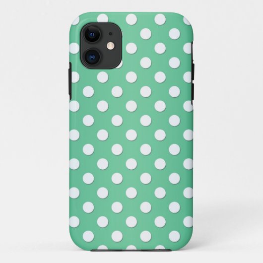 Niedliches Green und White Polka Dot Muster Case-Mate iPhone Hülle (Rückseite)