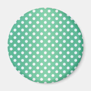 Niedliches Green und White Polka Dot Muster Magnet