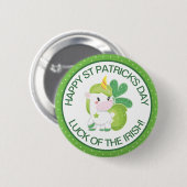 Niedliches Green und White St Patrick's Unicorn & Button (Vorne & Hinten)