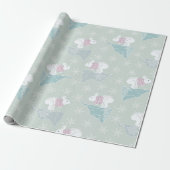 Niedliches Green Winter Xmas Bunny Snowflakes Must Geschenkpapier (Ungerollt)