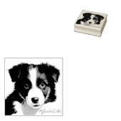 Niedliches Grenz-Collie-Welpenportrait Pet Keepake Gummistempel (Stempel)