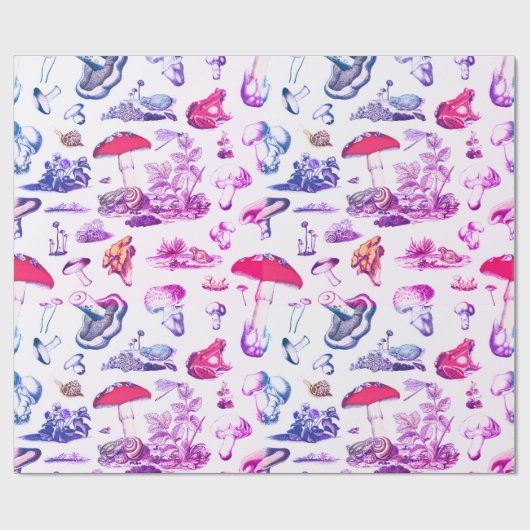 Niedliches Groovy Mushroom Frog Snail Forest Patte Geschenkpapier (Flach)