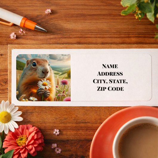 Niedliches Groundhog- und Daisy-Rücksendeadresse-E