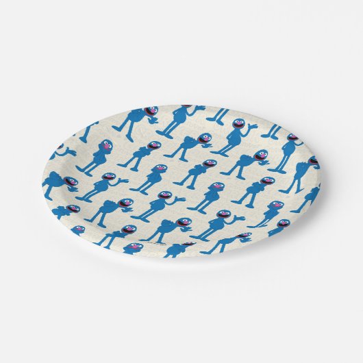 Niedliches Grover Muster Pappteller (Schrägansicht)