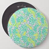 Niedliches, grün-gelbes Blumenmuster Button (Vorne & Hinten)