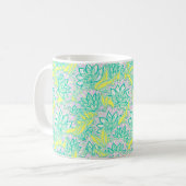 Niedliches, grün-gelbes Blumenmuster Kaffeetasse (Vorderseite Links)