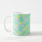 Niedliches, grün-gelbes Blumenmuster Kaffeetasse (Links)