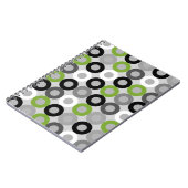 Niedliches grün-schwarz-weiße Punktvektormuster Notizblock (Linke Seite)