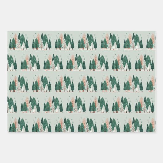 Niedliches Grün- und Korallenwald Geschenkpapier Set (Vorderseite 3)