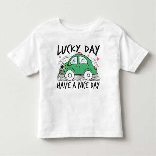 Niedliches grünes Auto Lucky Day Kleinkind T - Shi Kleinkind T-shirt (Vorderseite)