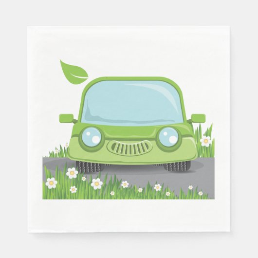 Niedliches grünes Auto Serviette (Vorderseite)