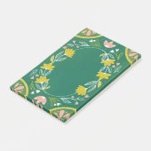 Niedliches grünes Blumenmuster. Botanische Vegetat Post-it Klebezettel (angewinkelt)